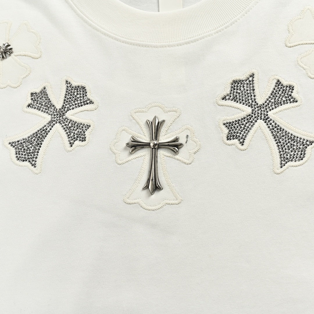 CHROME HEARTS CROSS PATCH COLLAR T-SHIRT WHITE
