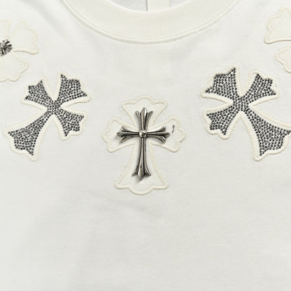 CHROME HEARTS CROSS PATCH COLLAR T-SHIRT WHITE